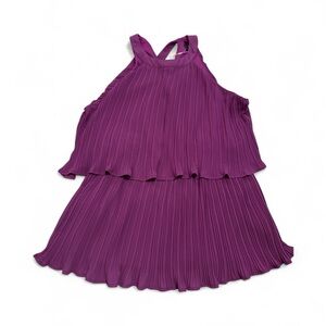 Purple Pleated Sleeveless Top